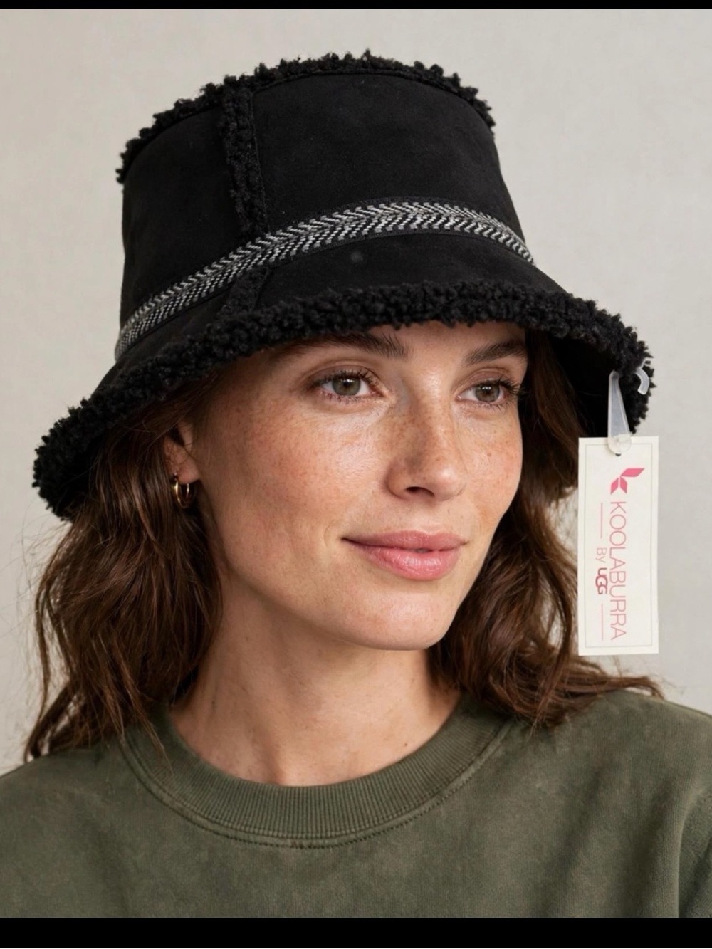 Kookaburra by Ugg Black Bucket Hat with Herringbone Band SZ S/M